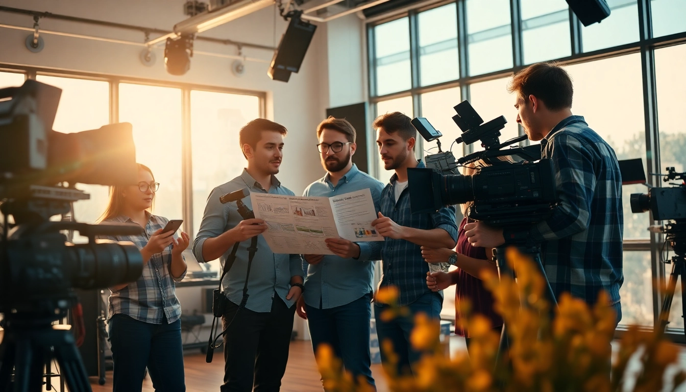 This captivating scene showcases video production edmonton professionals engaged in creative collaboration.