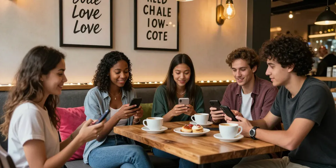 Engaging conversation in urban café about sex chat topics with young adults, showcasing modern relationship dynamics.