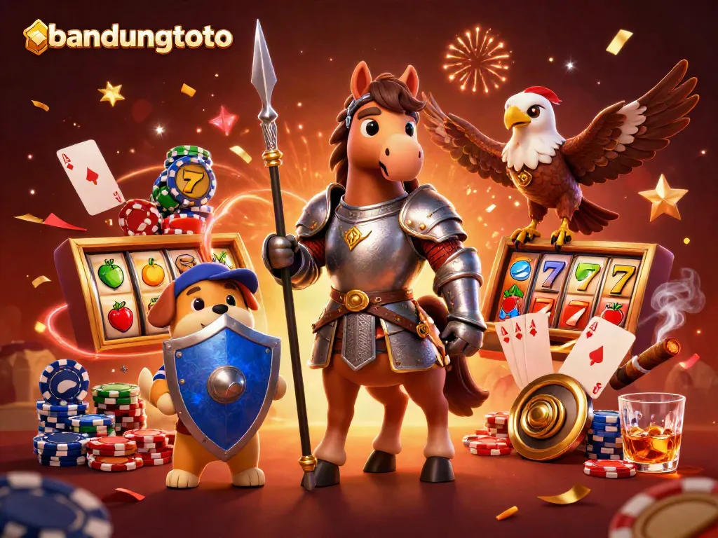 Join the action at bandungtoto with medieval knights, vibrant slot machines, and exciting casino elements.