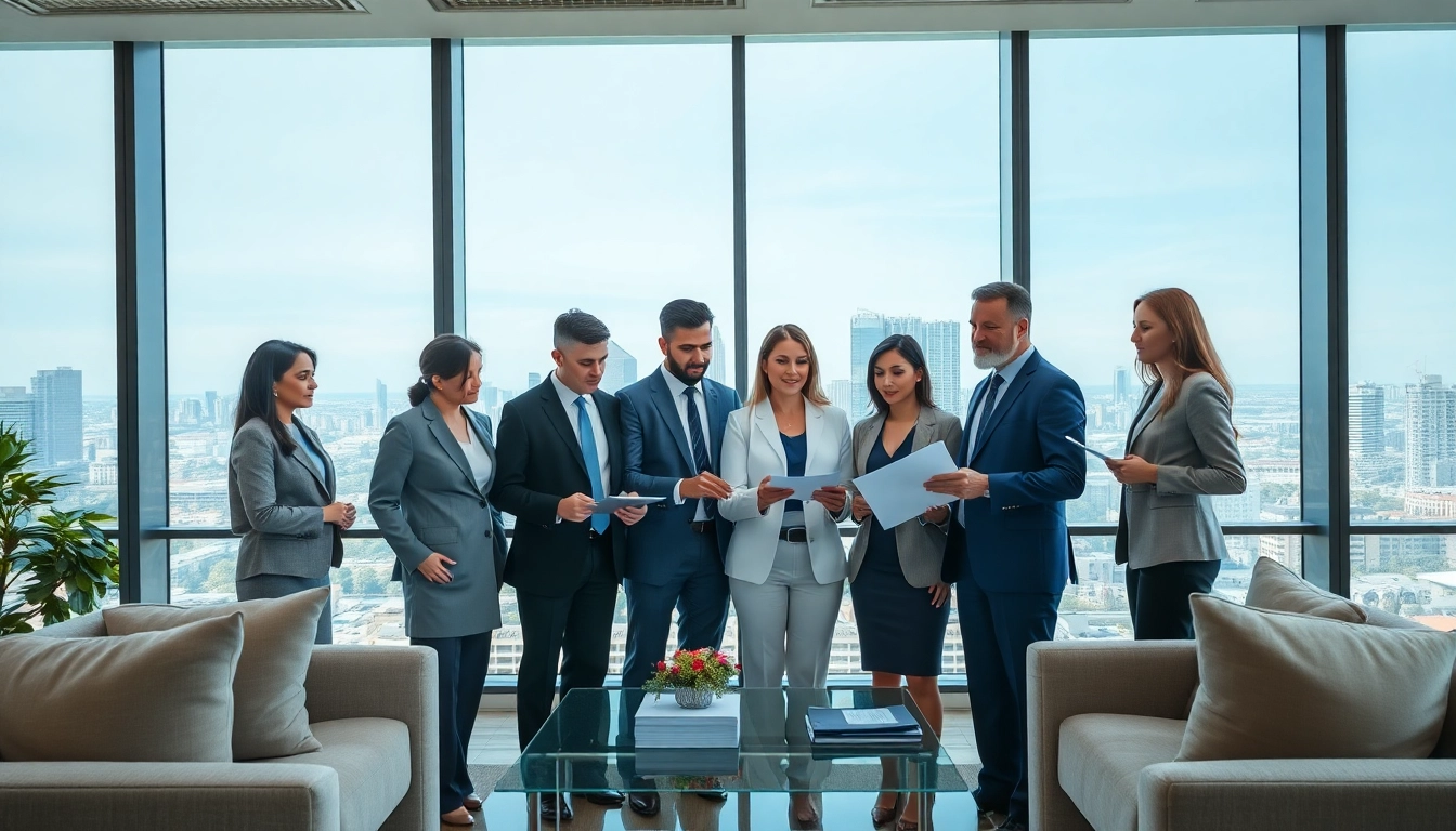 Title Insurance Services team collaborating in a modern office setting.